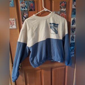 New York Rangers Hockey Cropped Sweatshirt